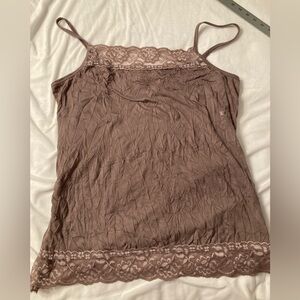 Elegant Lace Trim Brown Camisole